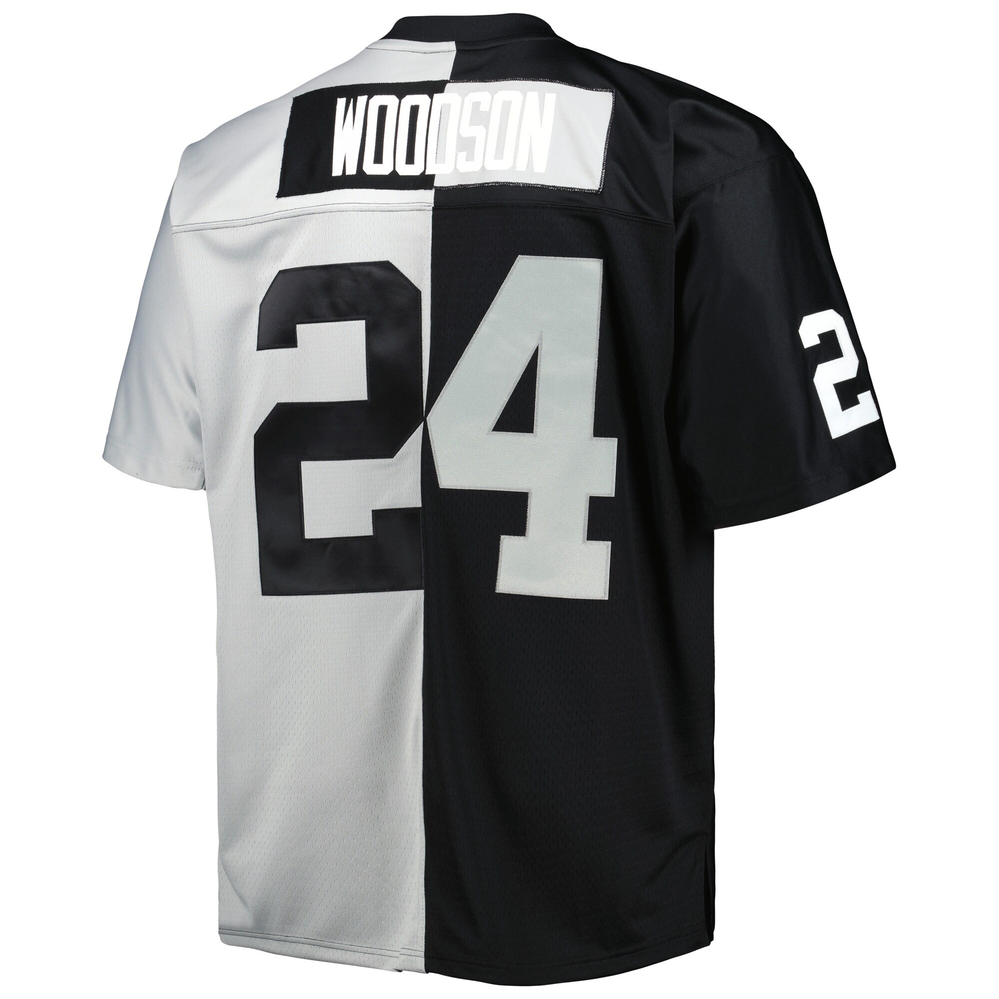 Las Vegas Raiders Charles Woodson Mitchell Ness Black/Silver Big Tall Split Legacy Retired Player NFL Jersey Men's