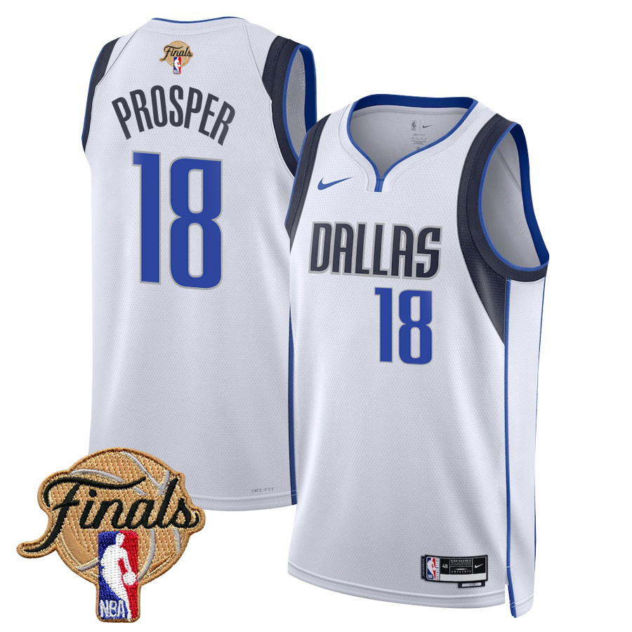 Olivier-Maxence Prosper 18 Dallas Mavericks 2024 FINALS PATCH Swingman Association Editio White NBA Jersey Men's