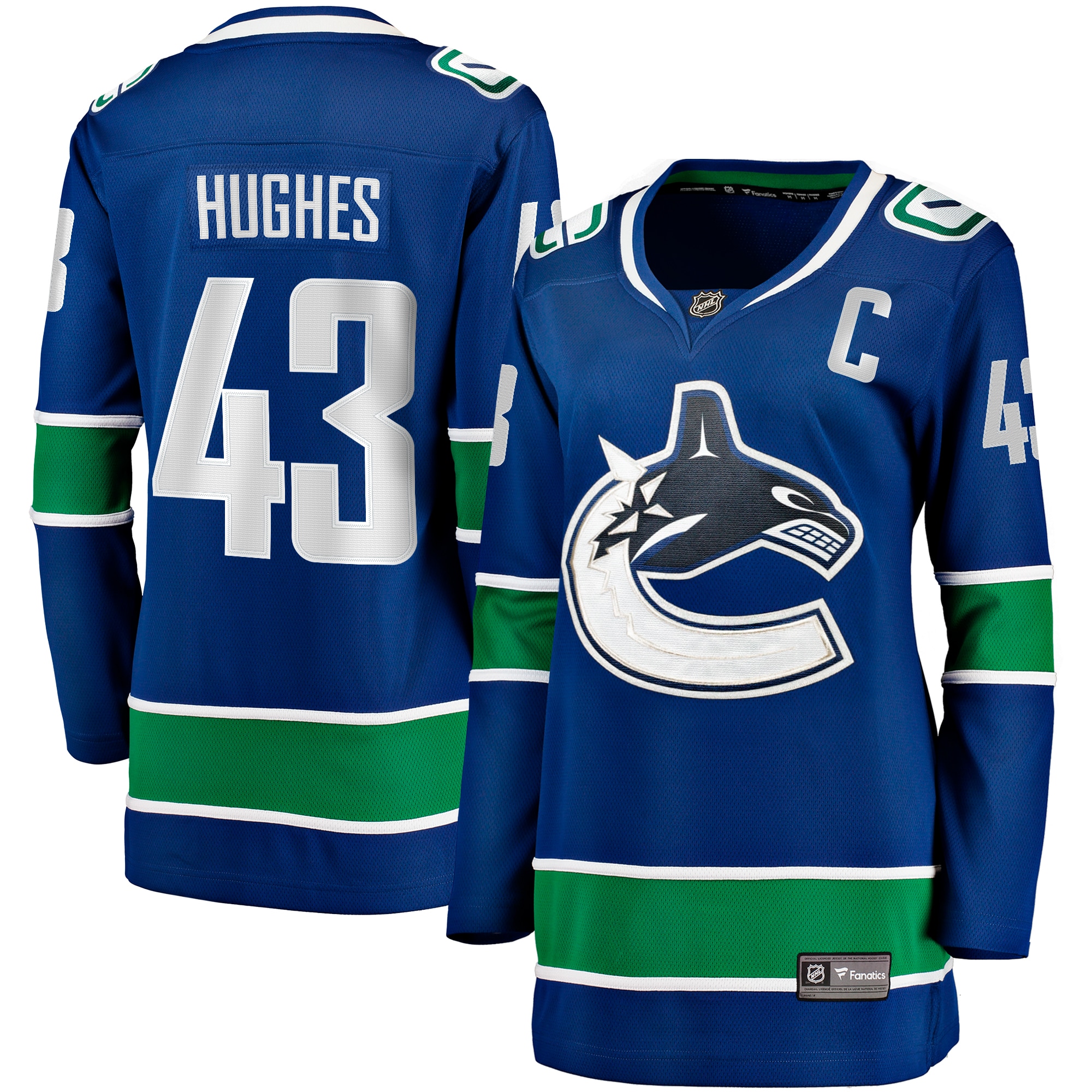 Vancouver Canucks Quinn Hughes Blue Home Breakaway Player NHL Jersey Women's