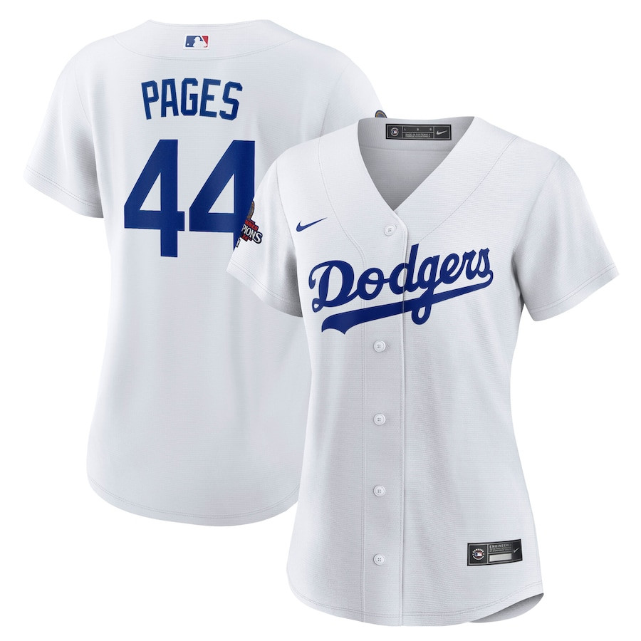 Andy Pages 44 Los Angeles Dodgers 2024 World Series Champions Home Player White MLB Jersey Women's
