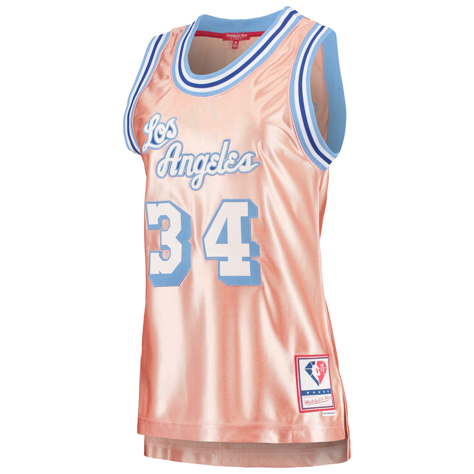 Mitchell Ness Shaquille O'Neal Pink Los Angeles Lakers 75th Anniversary Rose Gold 1996 Swingman NBA Jersey Women's