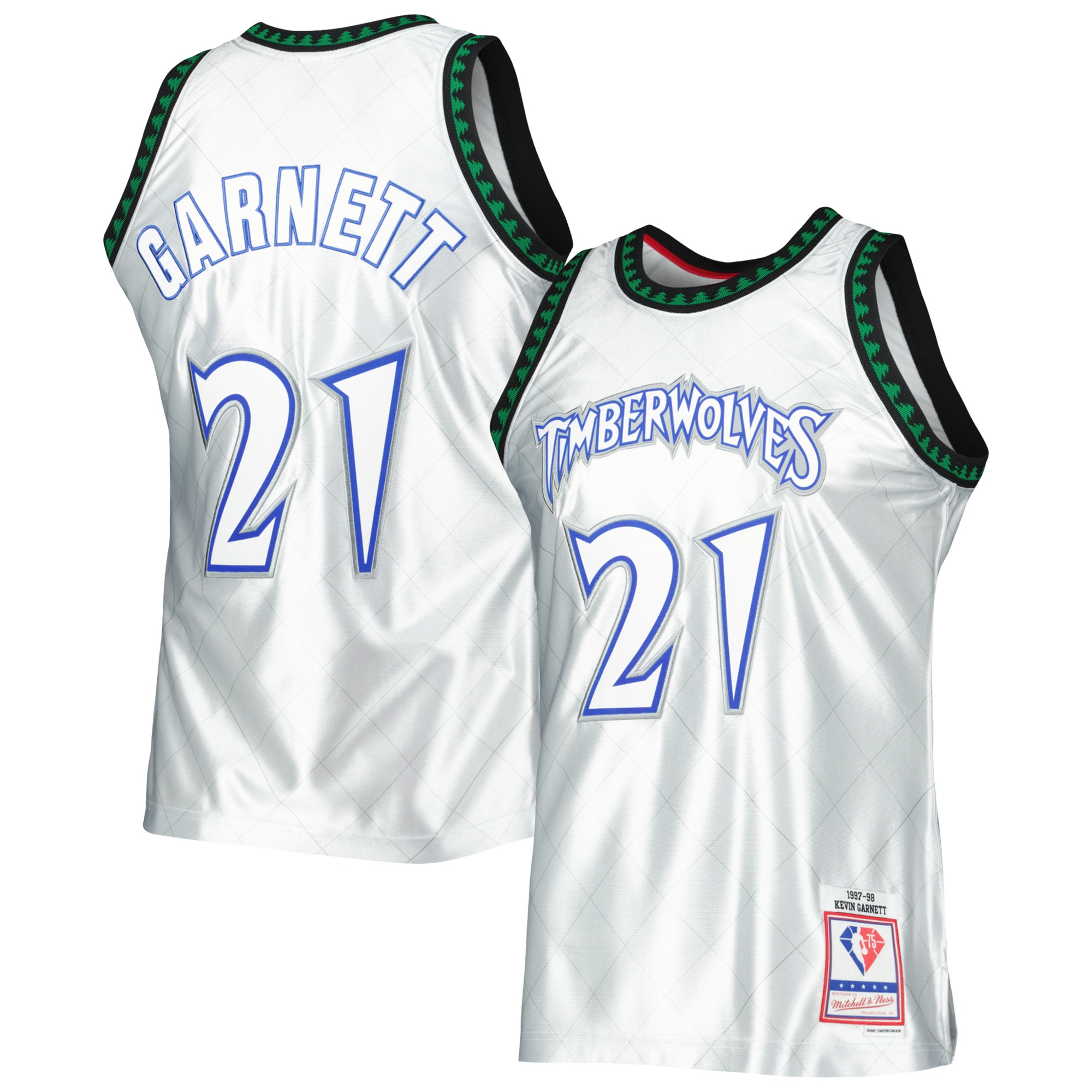 Mitchell Ness Kevin Garnett Platinum Minnesota Timberwolves 1997/98 Hardwood Classics 75th Anniversary Swingman NBA Jersey Men's