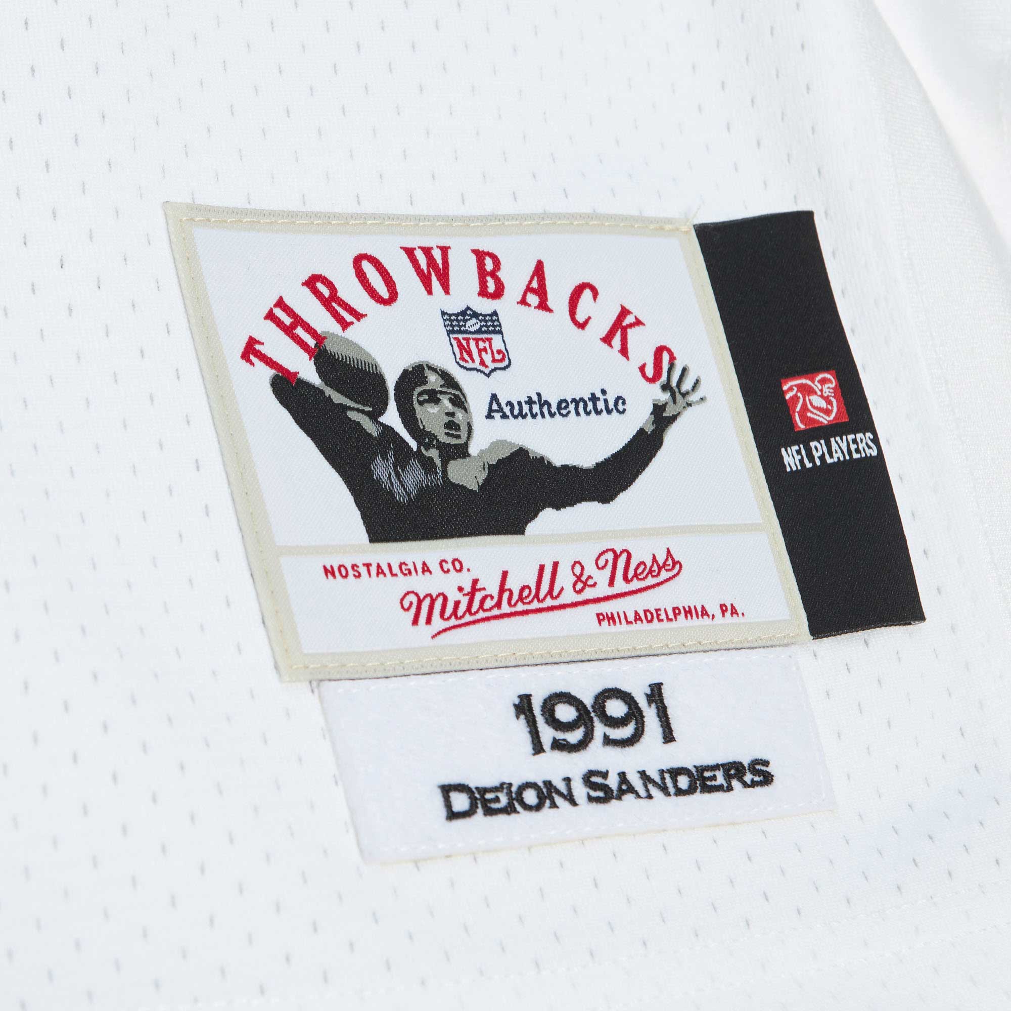 Atlanta Falcons 1991 Deion Sanders Mitchell Ness White Throwback Retired Player NFL Jersey Men's