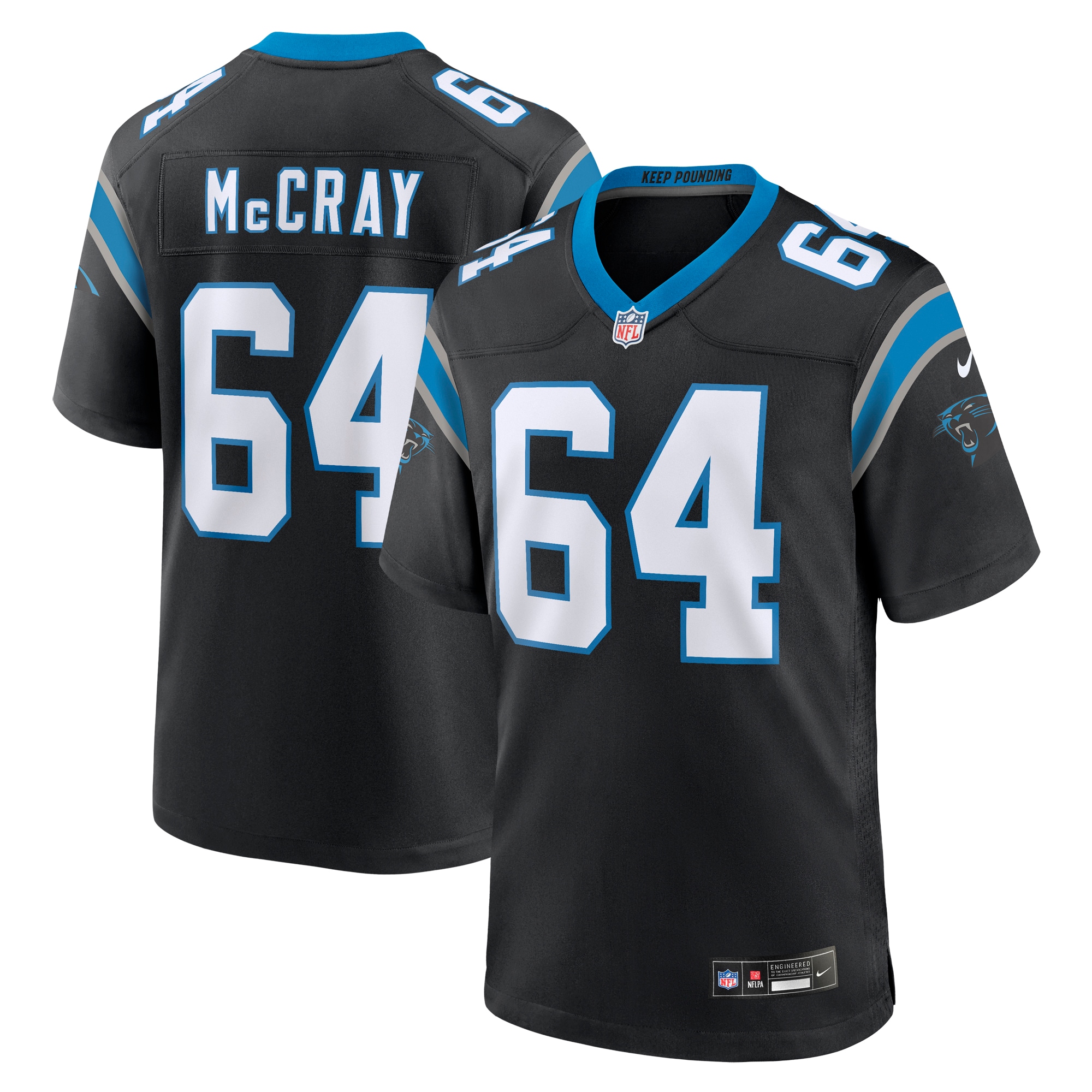 Carolina Panthers Justin McCray Black Team Game NFL Jersey Men's