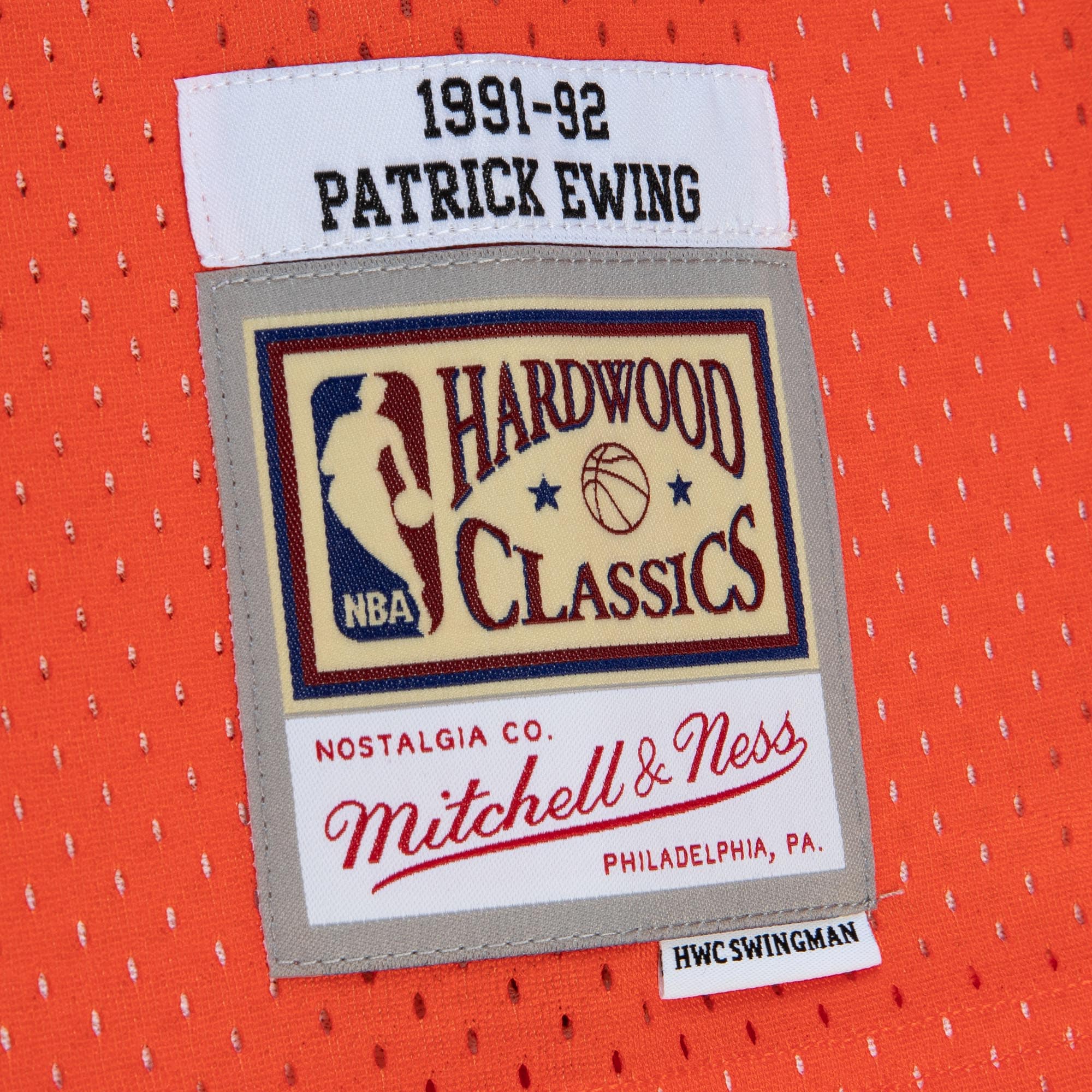 Mitchell Ness Patrick Ewing Orange/Royal New York Knicks 1991/92 Hardwood Classics Fadeaway Swingman Player NBA Jersey Men's
