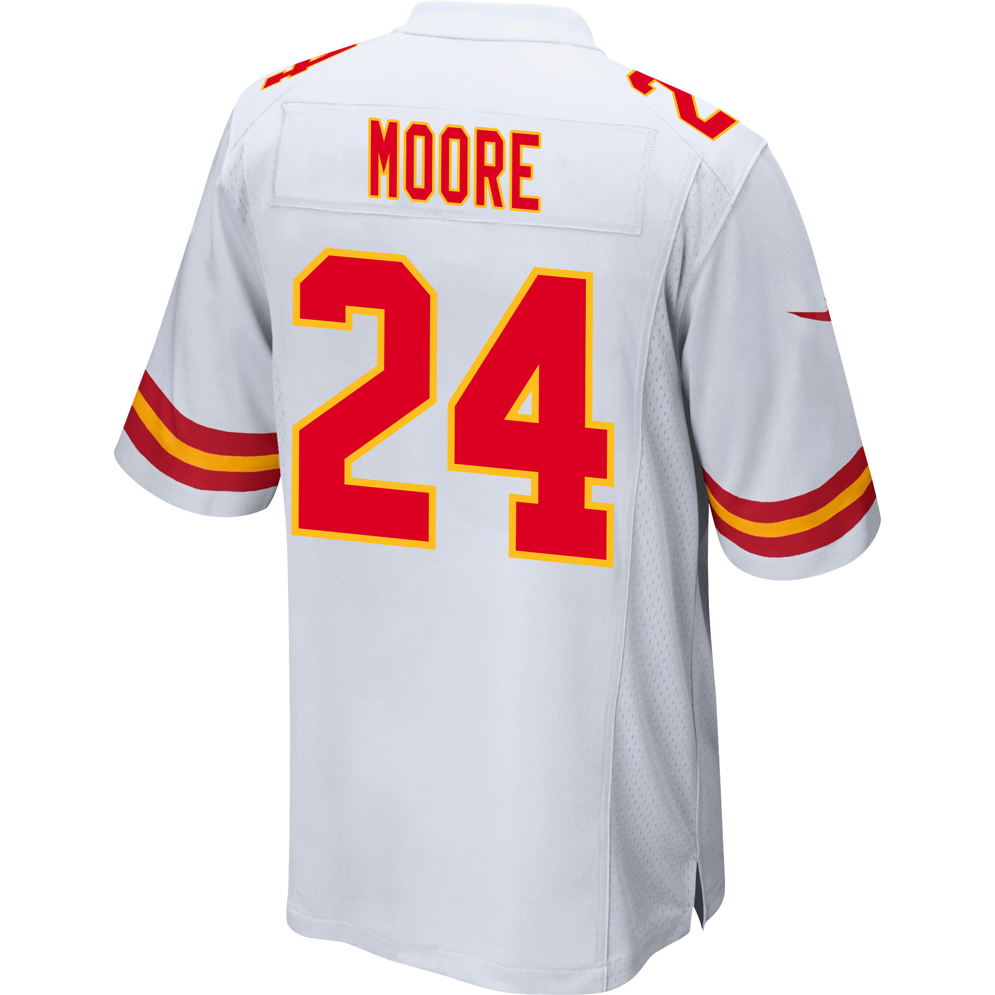 Skyy Moore 24 Kansas City Chiefs AFC Champions Patch Game White NFL Jersey Men's