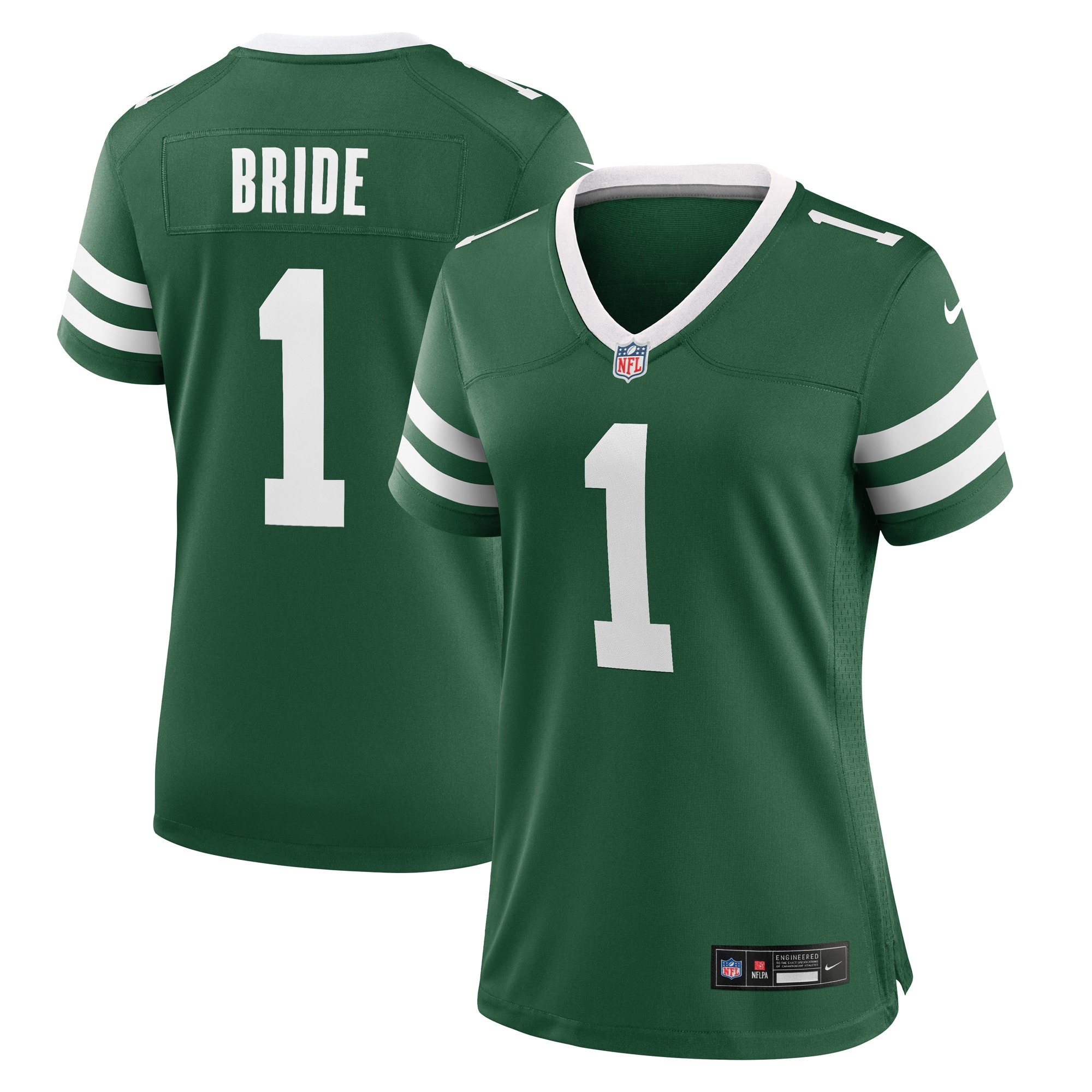 New York Jets Number 1 Bride Legacy Green Game NFL Jersey Women's