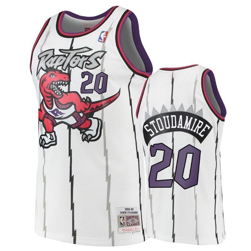 Toronto Raptors 20 Damon Stoudamir White Hardwood Classics NBA Jersey Men's