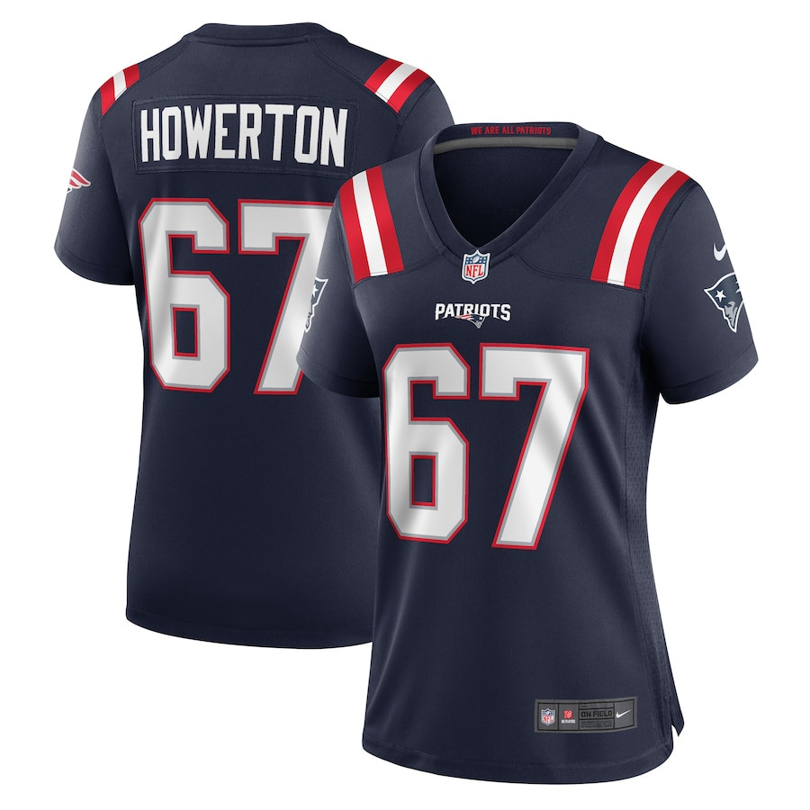 Hayden Howerton 67 New England Patriots Home Game Navy NFL Jersey Women's