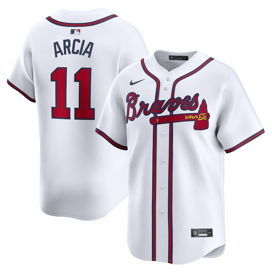 Orlando Arcia 11 Atlanta Braves Home Limited Player White MLB Jersey Men's