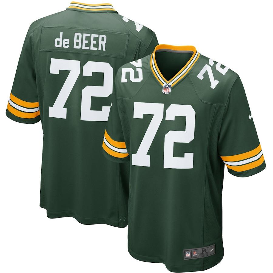 Gerhard de Beer 72 Green Bay Packers Game Green NFL Jersey Youth
