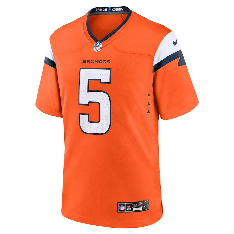 Baron Browning 5 Denver Broncos Team Game Orange NFL Jersey Men's