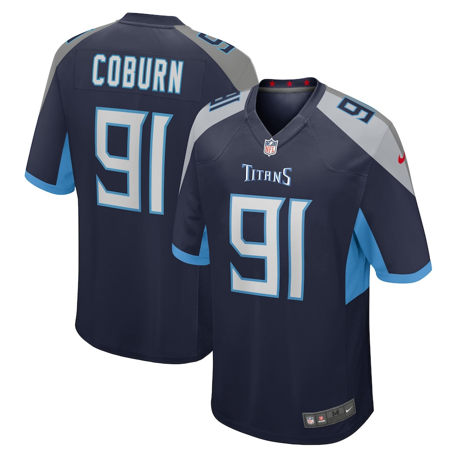 Keondre Coburn 91 Tennessee Titans Game Navy NFL Jersey Men's