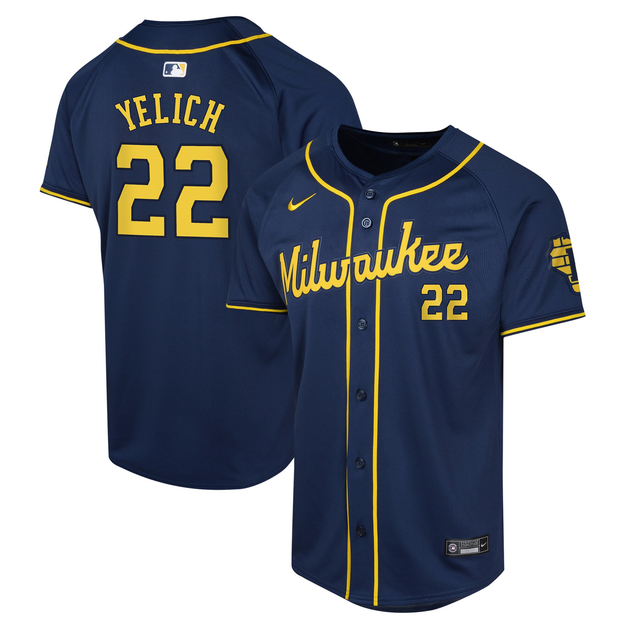 Milwaukee Brewers Christian Yelich Navy Alternate Limited Player MLB Jersey Youth