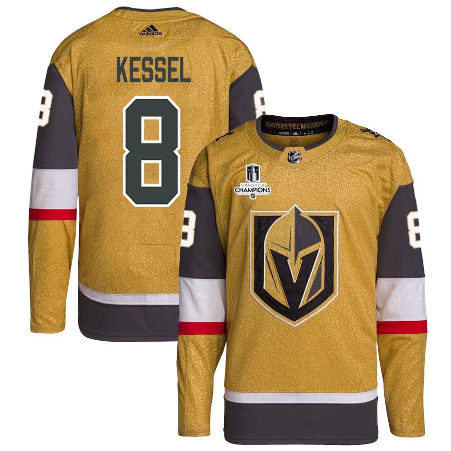 Phil Kessel 8 Vegas Golden Knights Stanley Cup 2023 Champions Patch Home Breakaway Gold NHL Jersey Men's