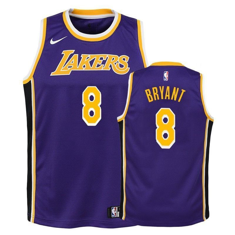 Los Angeles Lakers Kobe Bryant 8 Statet Purple NBA Jersey Youth