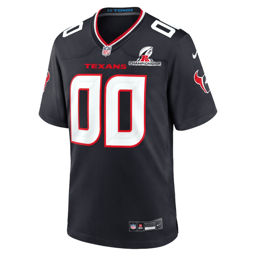 Houston Texans AFC Championship Patch Game Custom Navy NFL Jersey Men's
