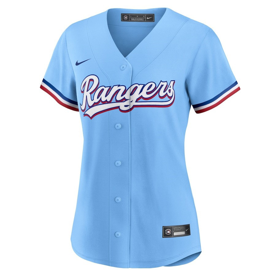 Texas Rangers Alternate Team Light Blue MLB Jersey Women's