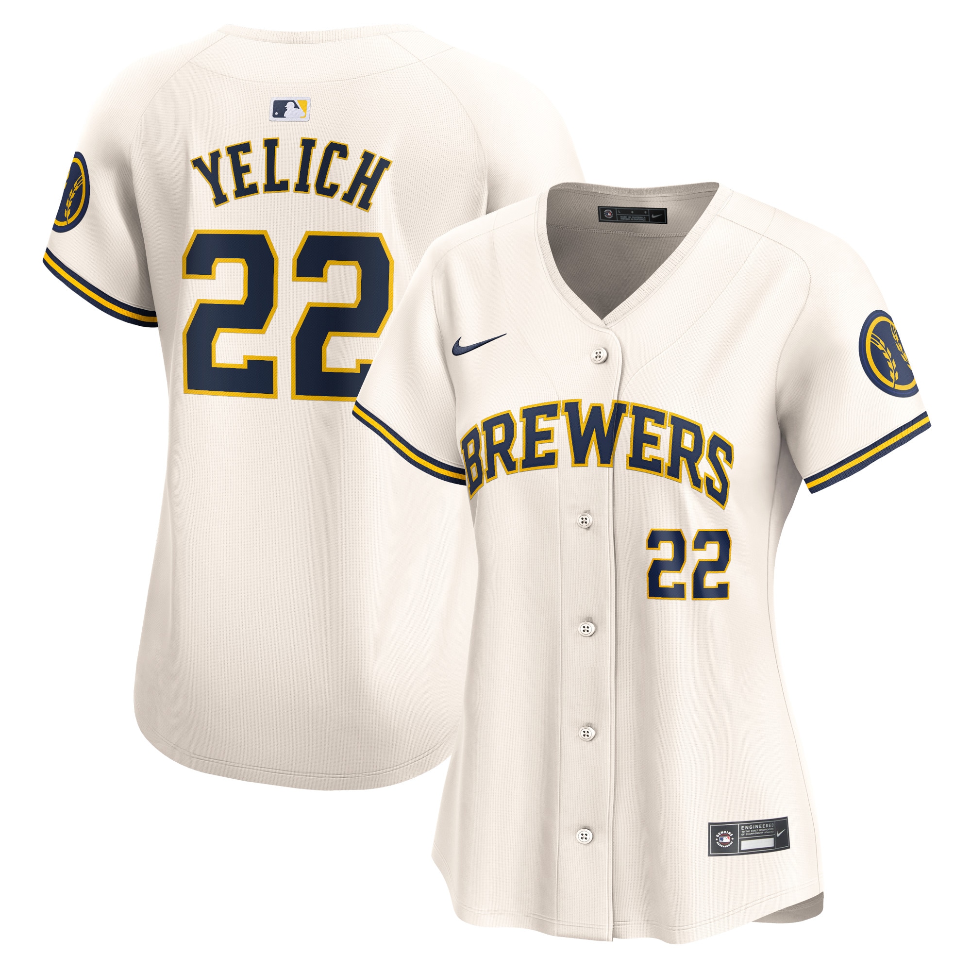 Milwaukee Brewers Christian Yelich Cream Home Limited Player MLB Jersey Women's
