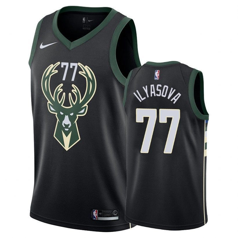 Milwaukee Bucks Ersan Ilyasova 77 Statet Black NBA Jersey Men's