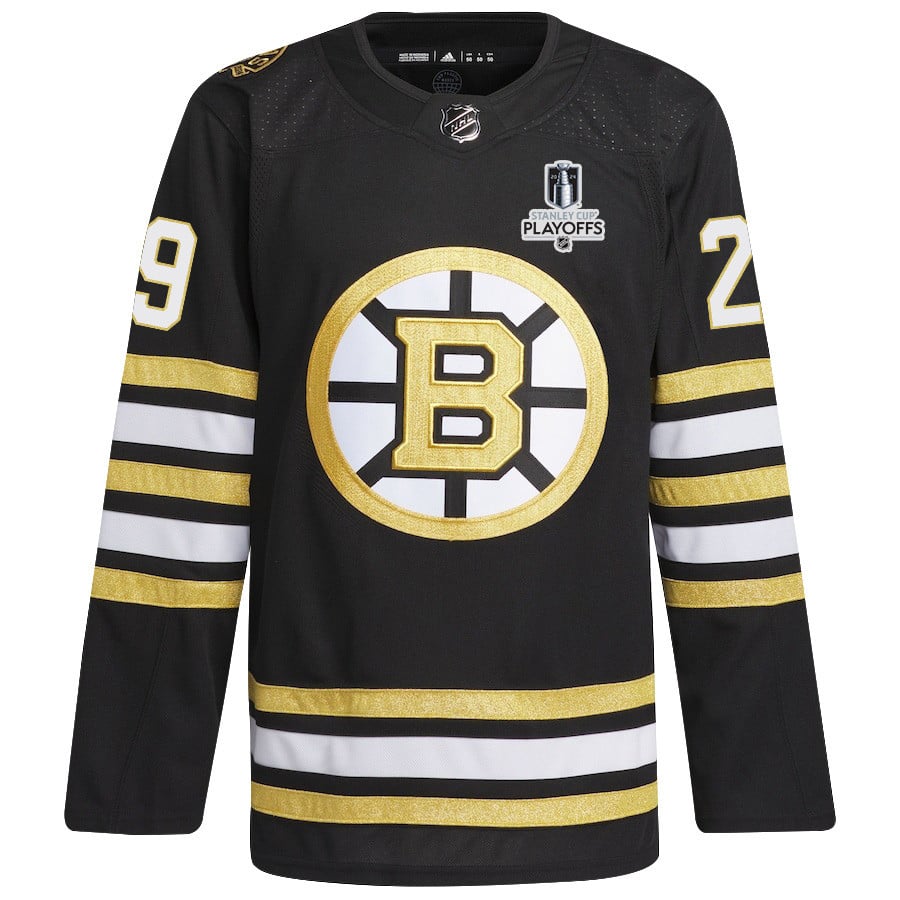 Parker Wotherspoon 29 Boston Bruins 2024 Playoffs Patch Home Black NHL Jersey Men's