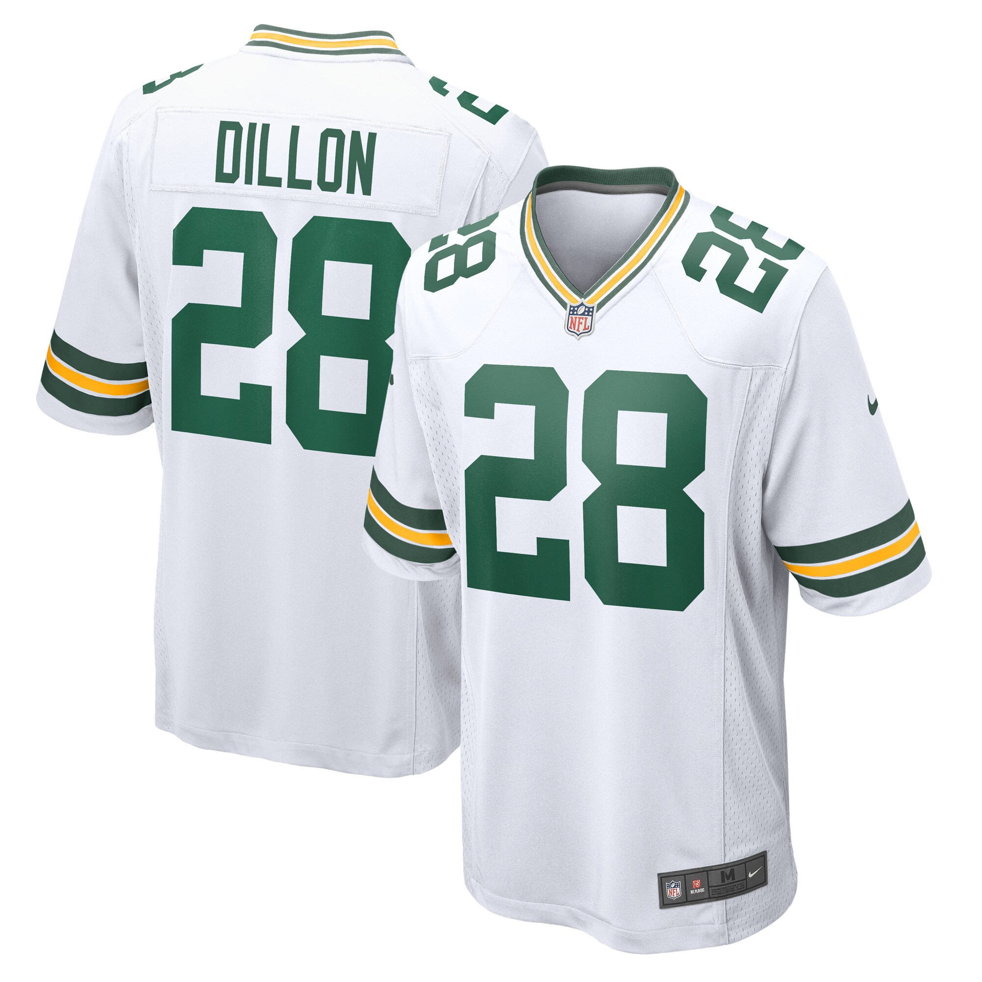 Green Bay Packers AJ Dillon White Game Player NFL Jersey Men's