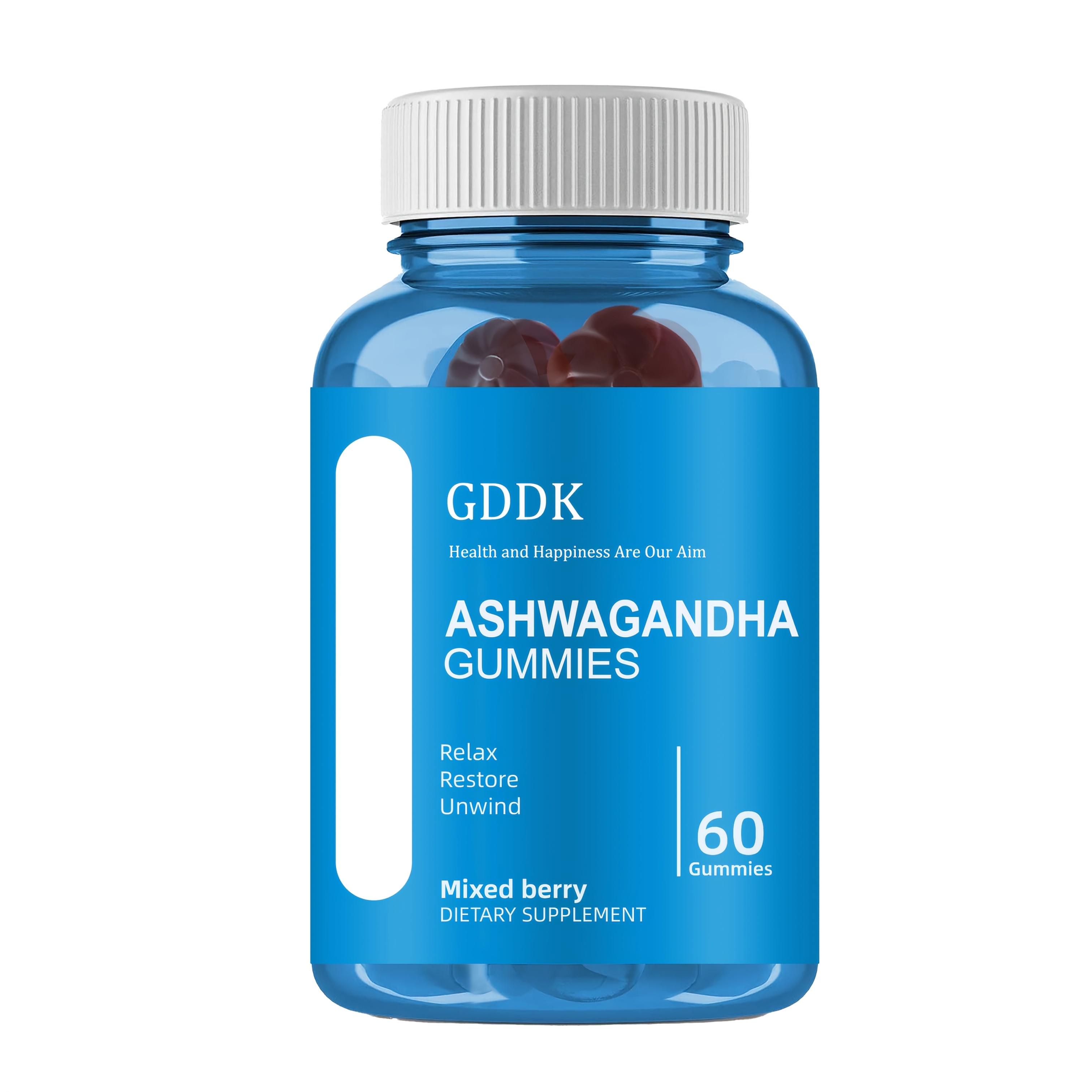 Ashwagandha & Vitamin D Gummy - 60 Count - Mixed Berry, KSM-66, Vegan, Plant Based, Non-GMO, Gluten-Free & Gelatin Free Relax. Restore. Unwind, Pack of 1