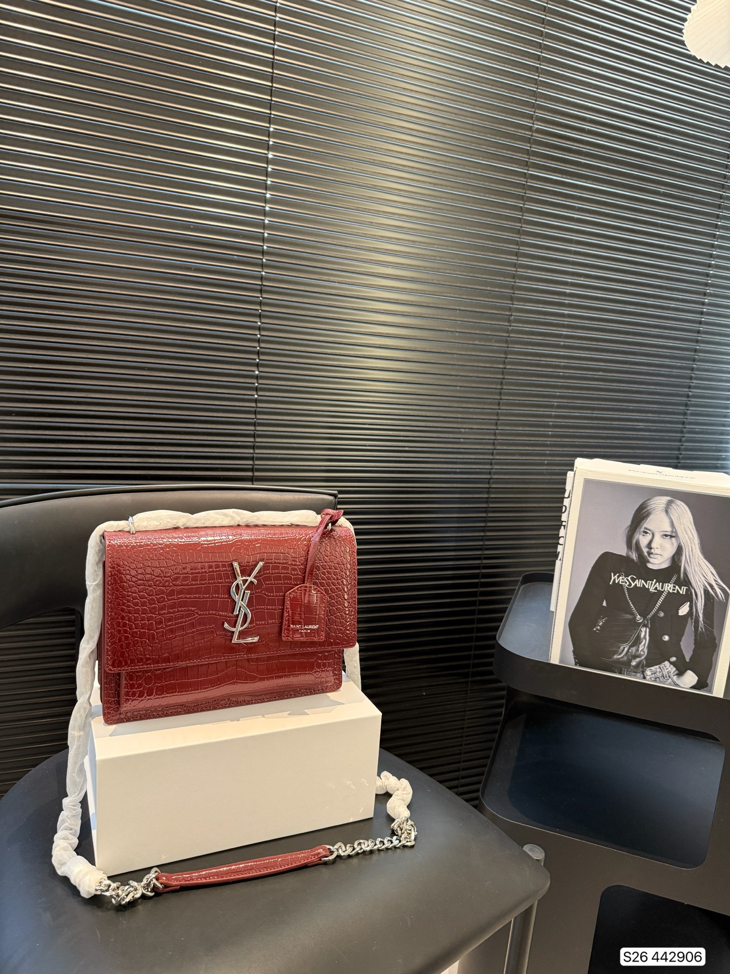SAINT LAURENT Croc Medium Sunset Bag
