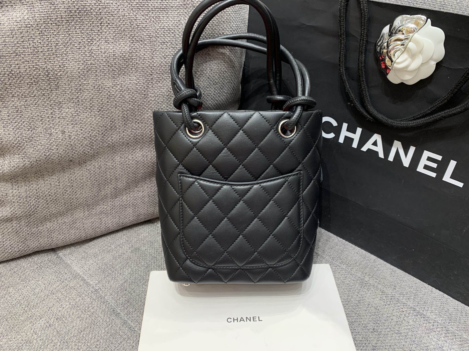 Chanel-CHANEL Black Quilted Leather Crossbody Bag