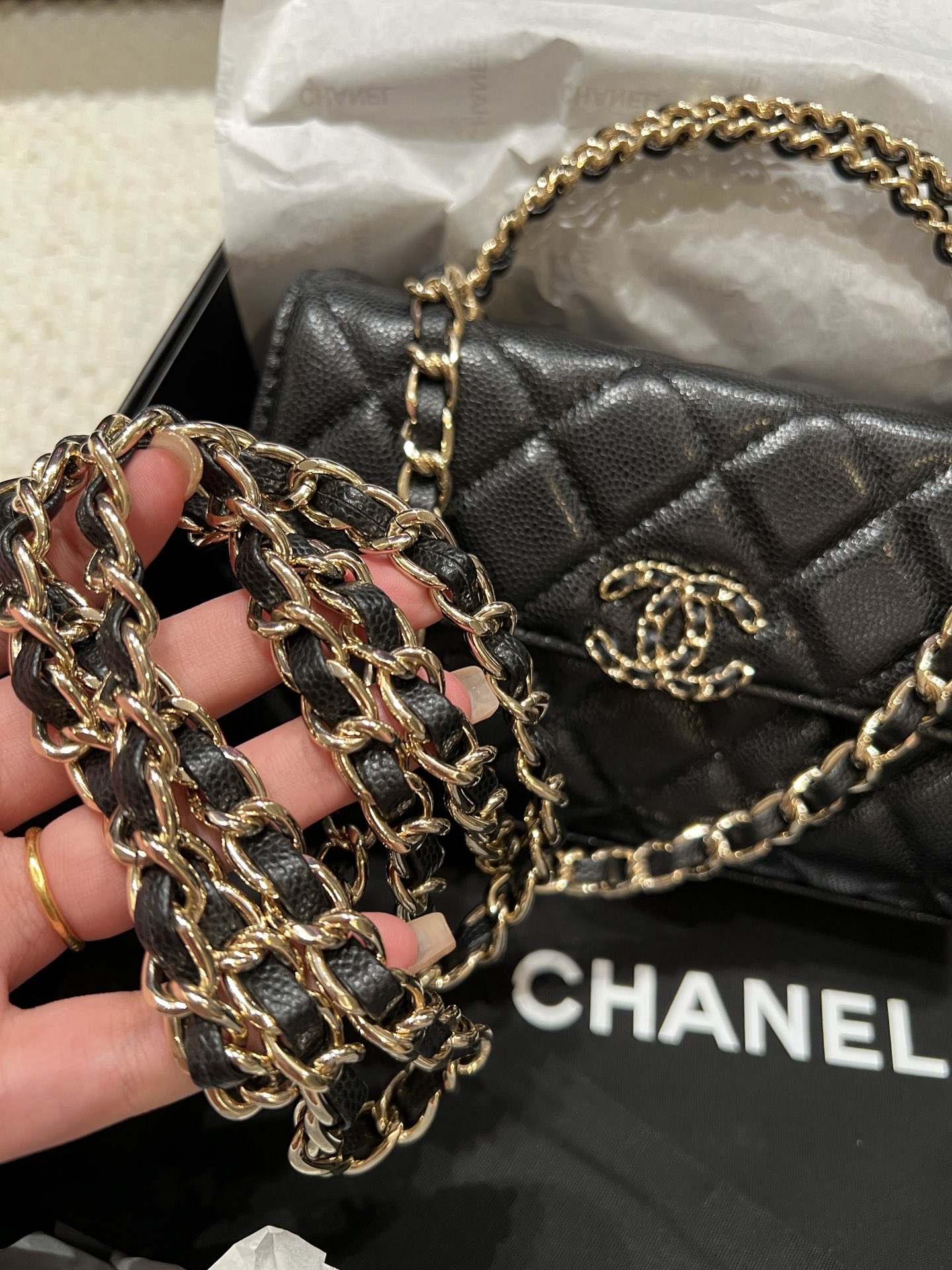 Chanel-kelly hardware cowhide