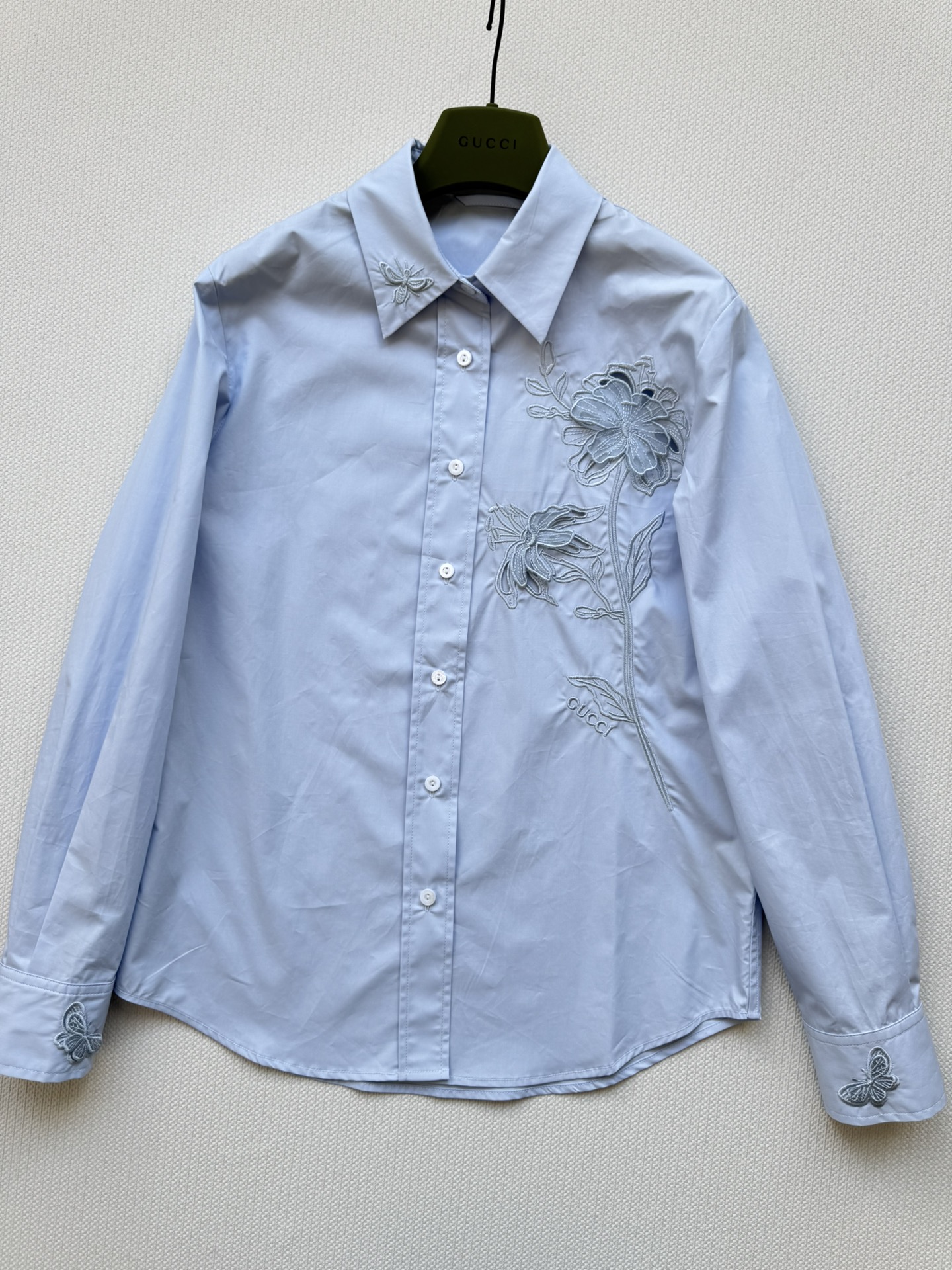 GUCCI Cotton poplin shirt with embroidery