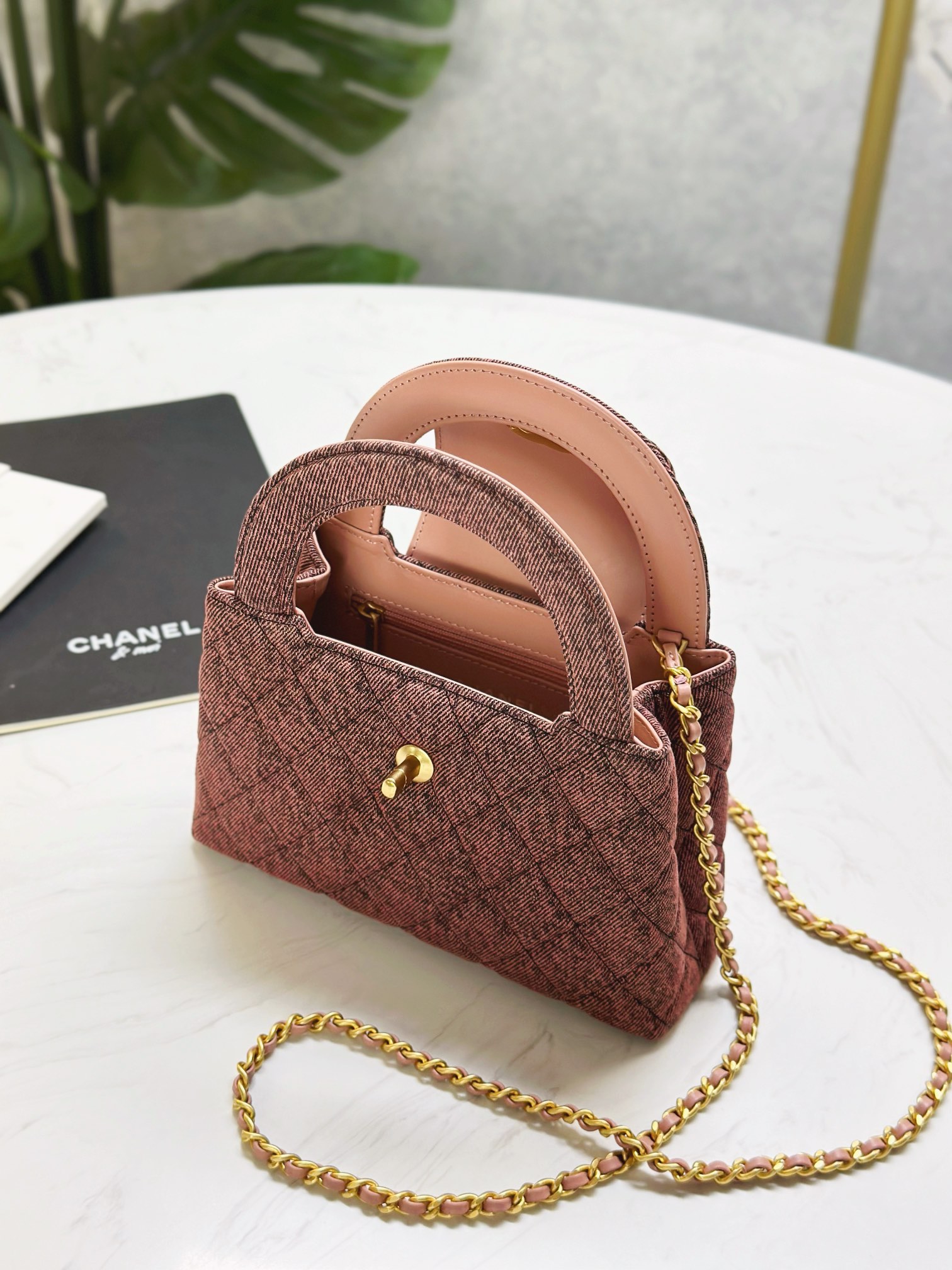 CHANEL 24A rust red denim Kelly