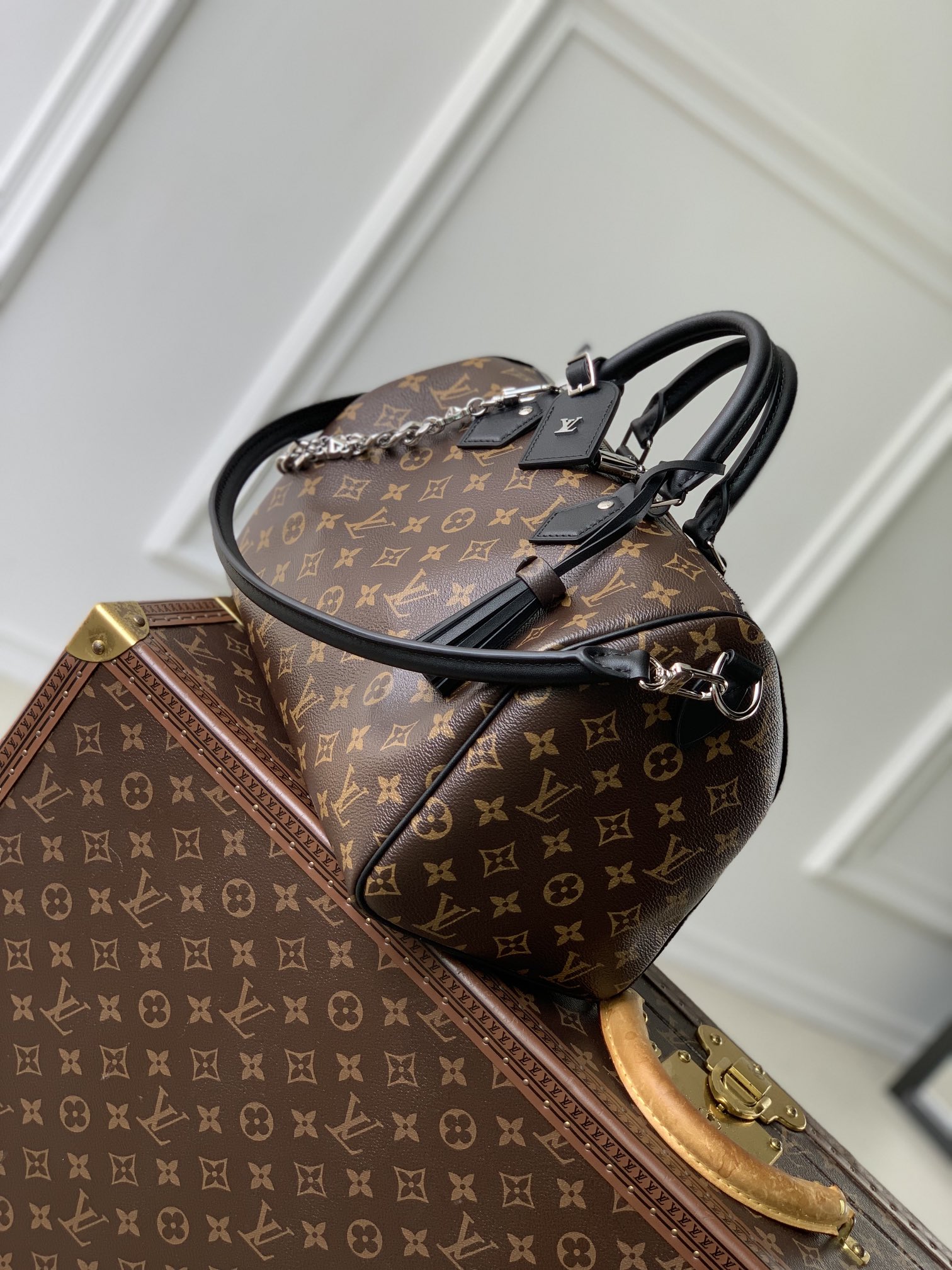 Louis Vuitton M12243 Speedy Soft 30 Dark Monogram Black
