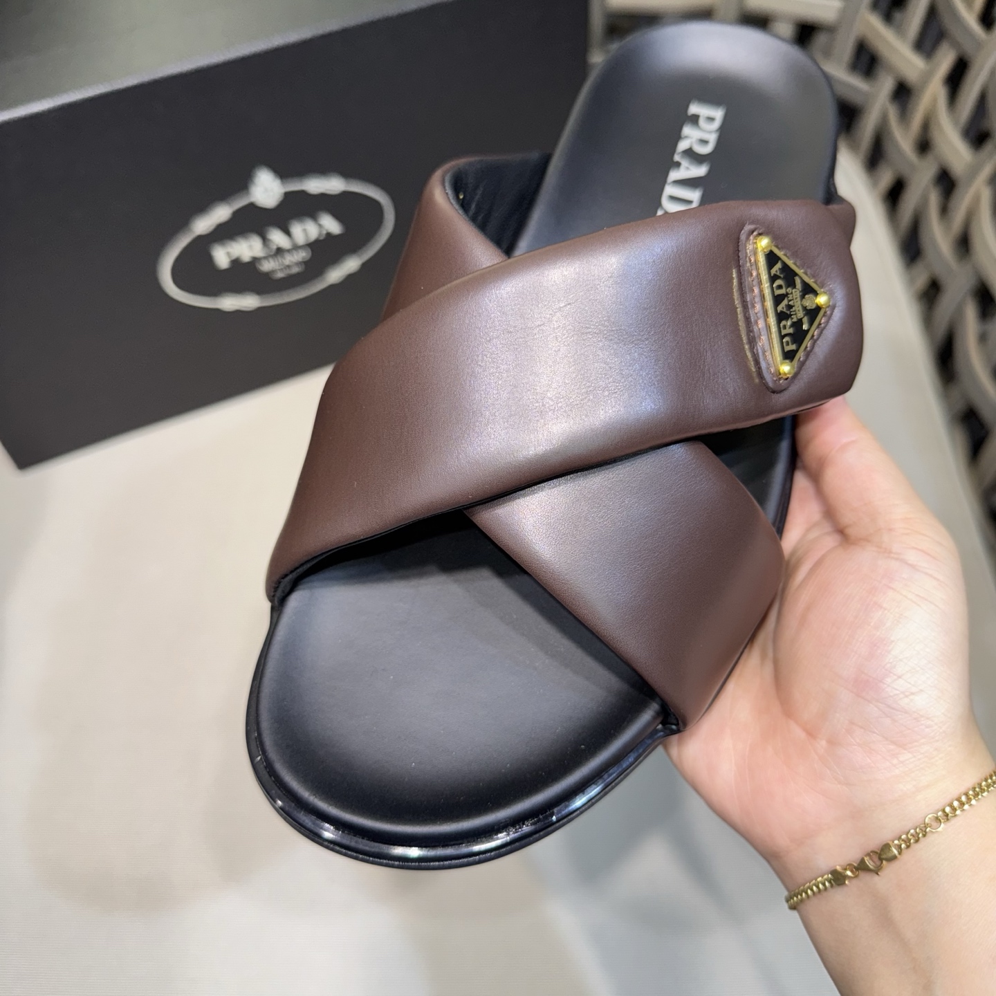 Prada Men’s Leather Sandals / Slides – New Arrival
