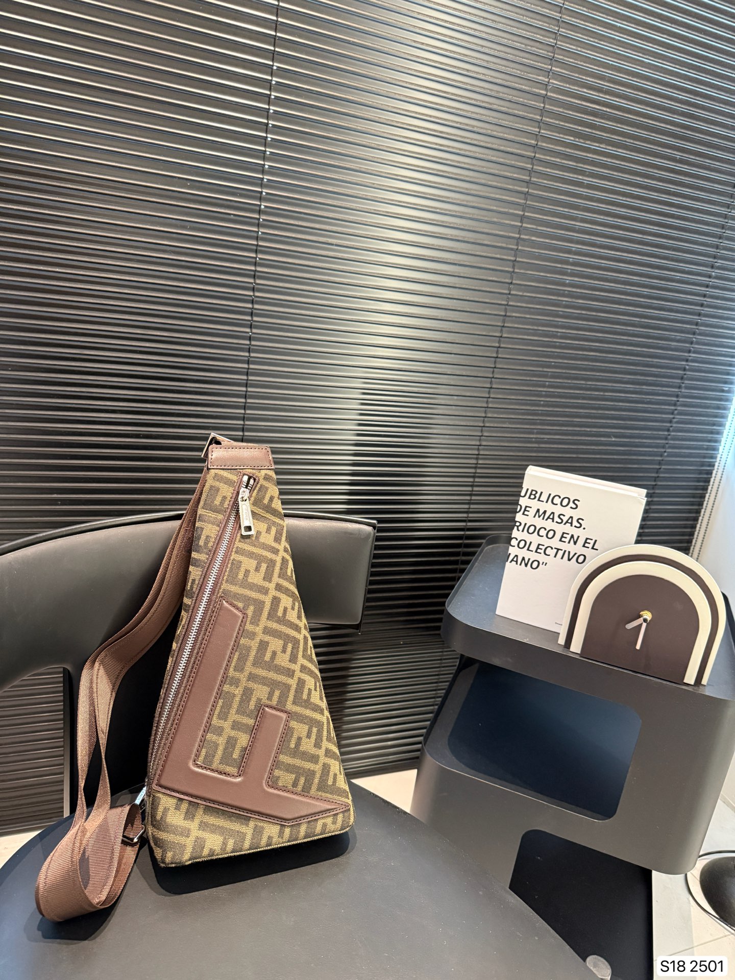 FENDI Ff Jacquard Cono Bag In Brown