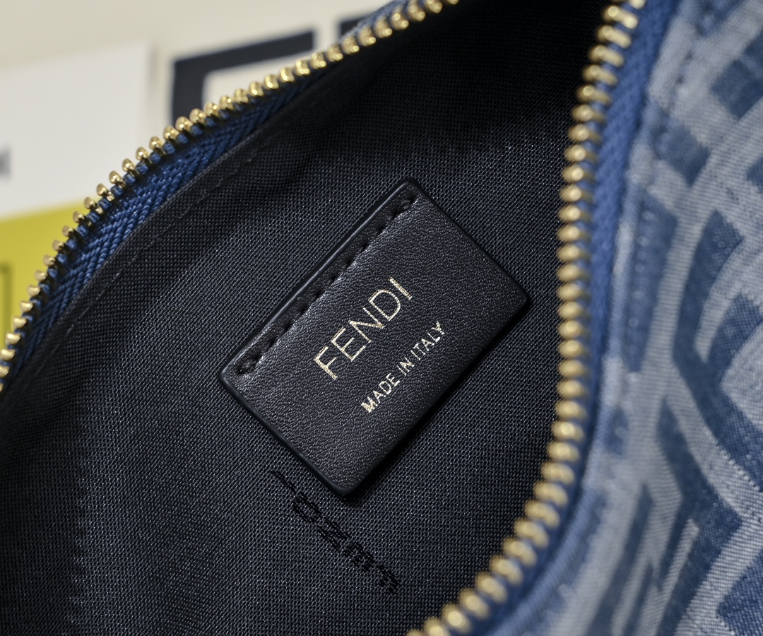 FENDI-Light blue FF denim mini bag