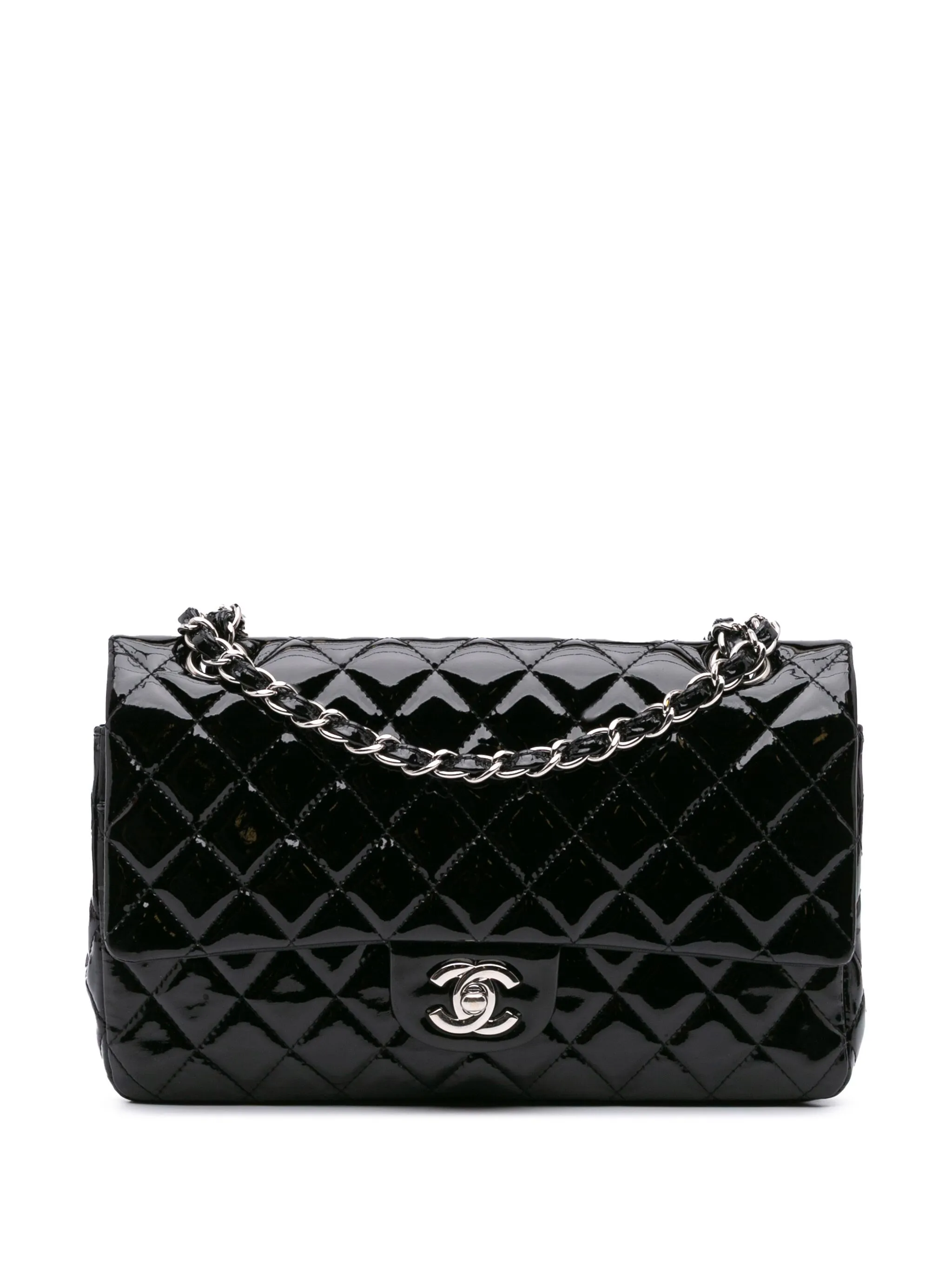 CHANEL Double Flap Medium Patent Leather