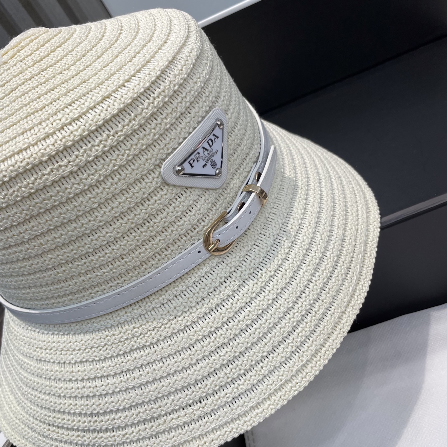 Prada Crochet Raffia Hat