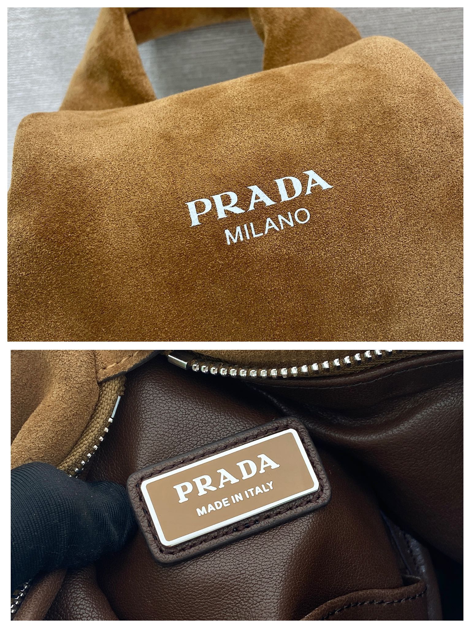 PRADA Distressed Leather Crossbody Bag