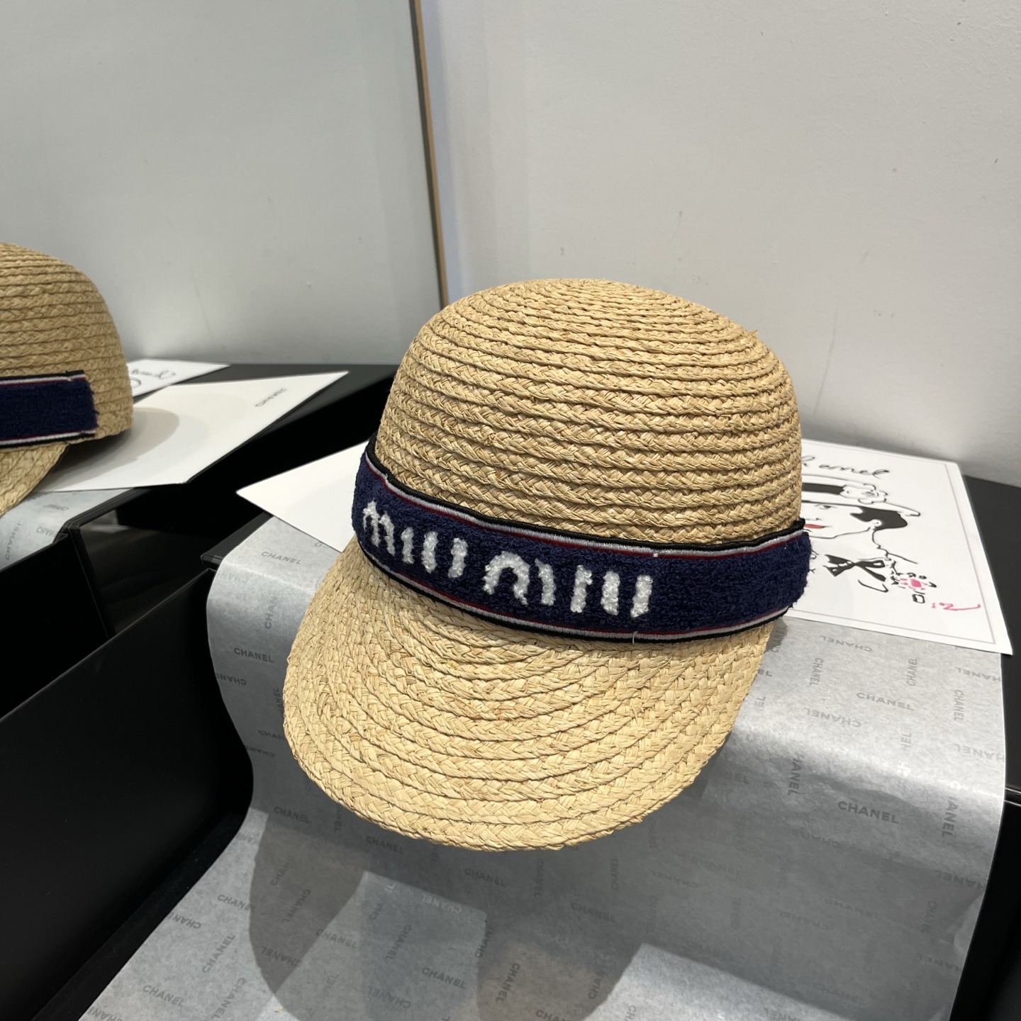 Miu Miu Raffia Straw Riding Hat