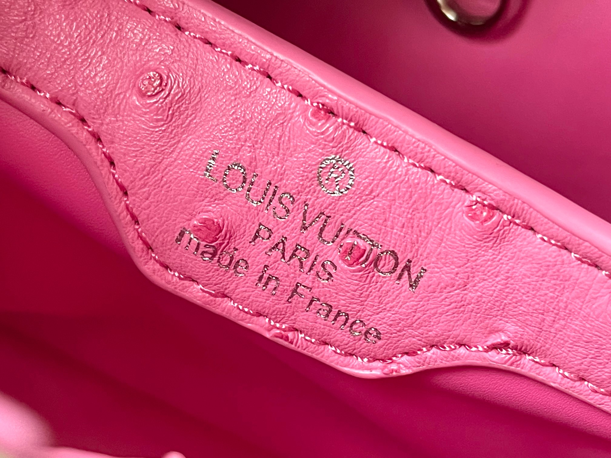 Capucines ostrich leather handbag