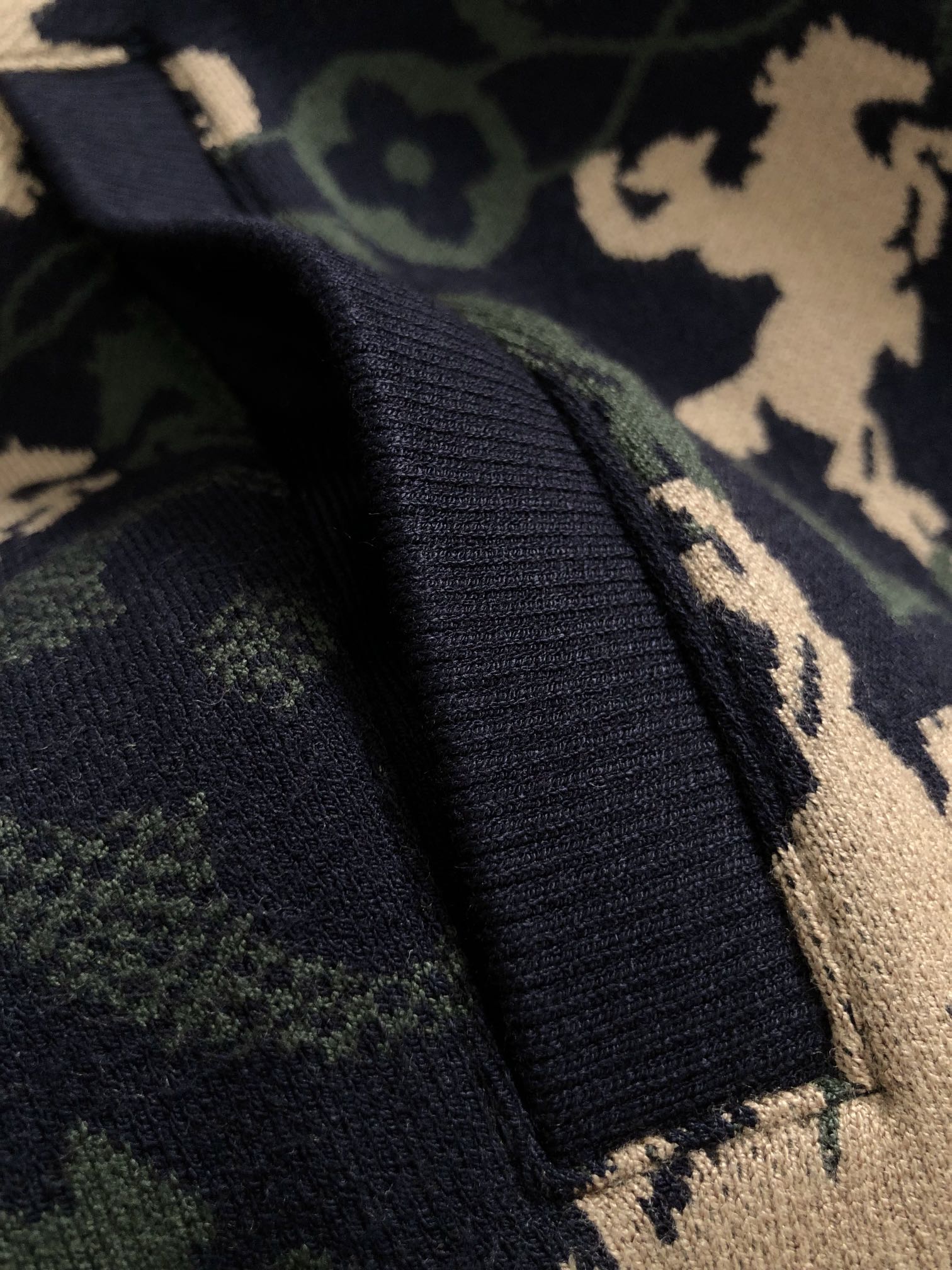 LV -top two-tone camouflage jacquard stand-up collar wool jacket