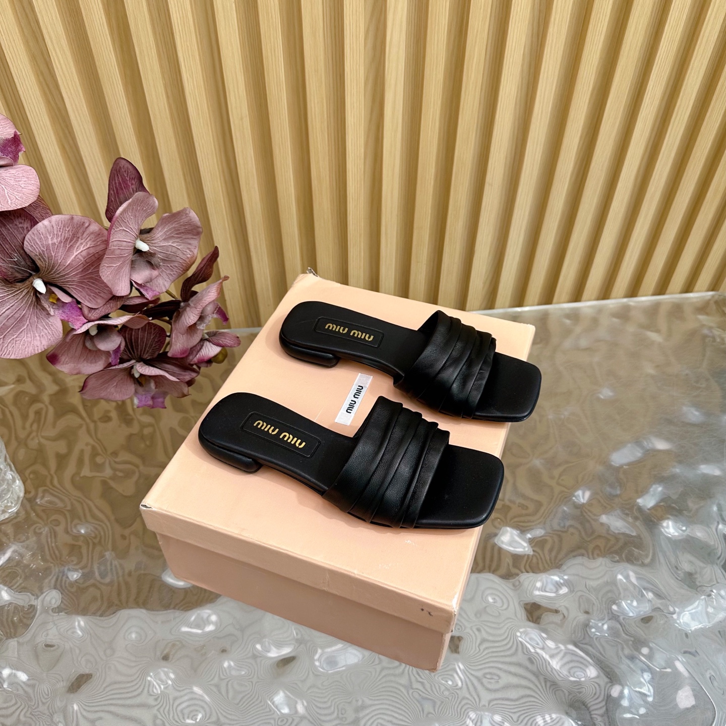 MIU MIU Bow-Embellished Slide Sandals