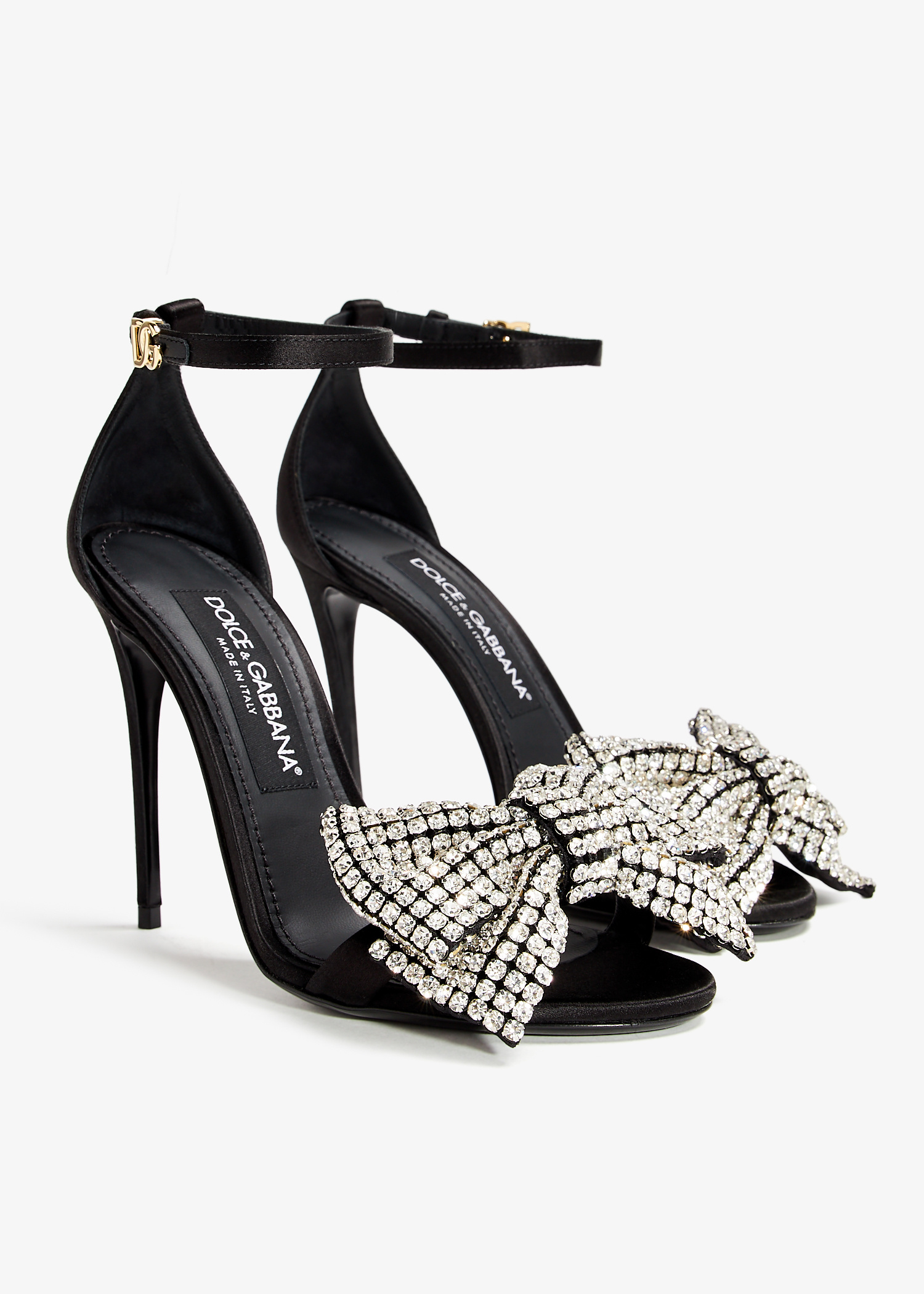 DOLCE&GABBANA Crystal-embellished satin pumps