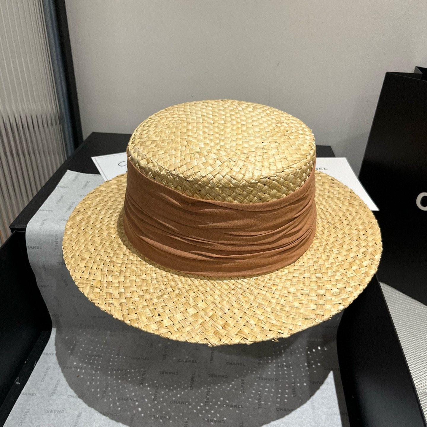 YSL Saint Laurent New Arrival Flat-Top Straw Hat