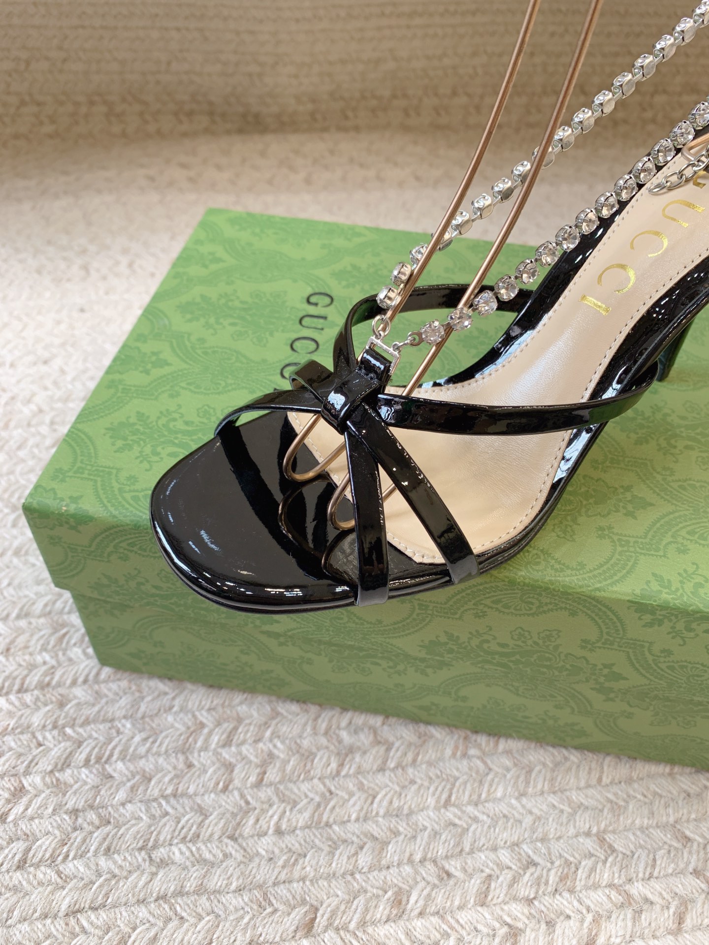 GUCCI Crystal Chain Stiletto Sandals