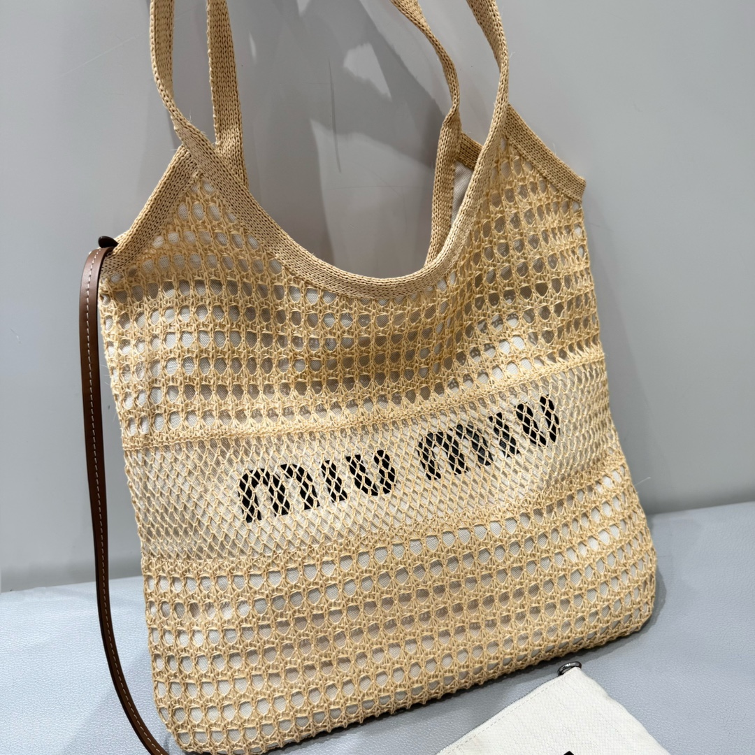 Miu Miu Woven Knit Tote Bag