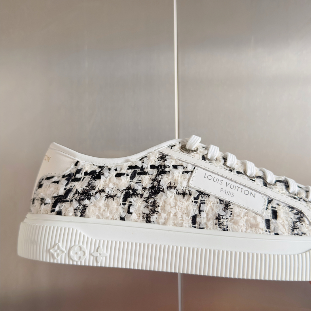 LV Lagoon Denim Monogram Embossed Canvas Skate Sneakers.