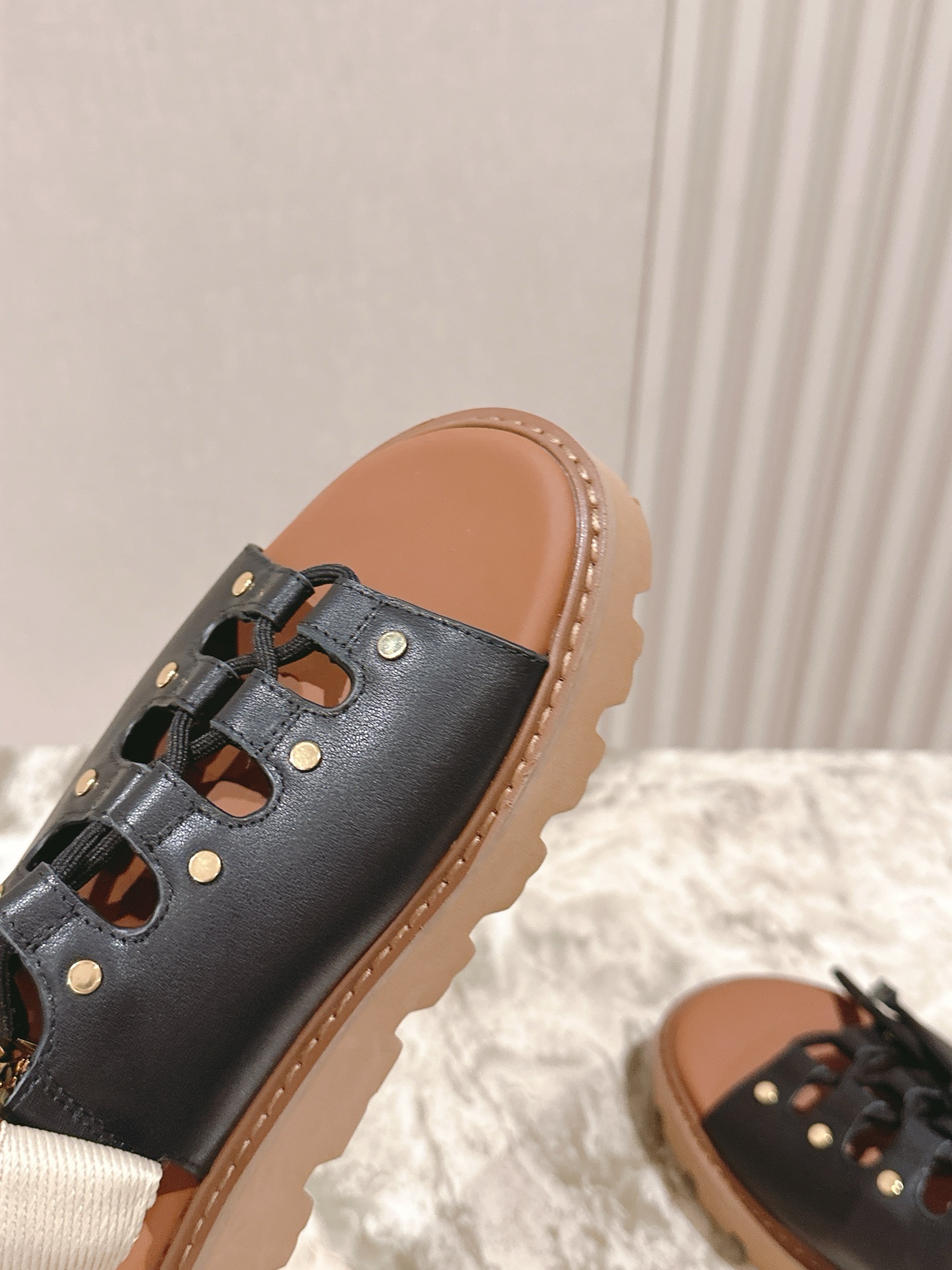 CELINE Triomphe British-Style Roman Flat Sandals & Slides Series