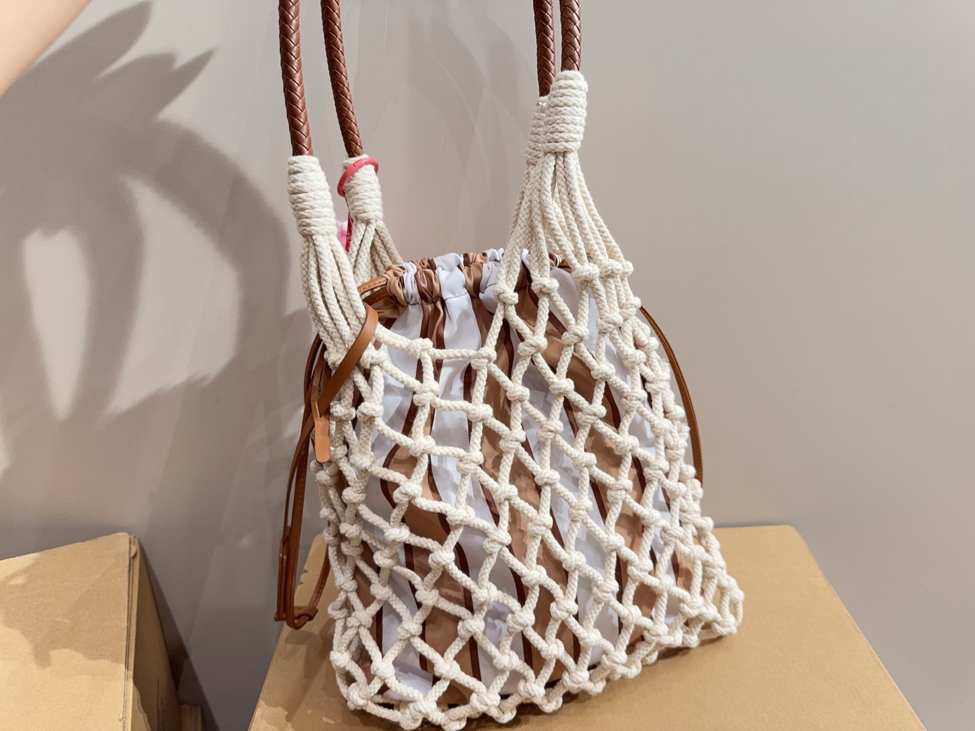 Prada Noué medium cotton macramé bag